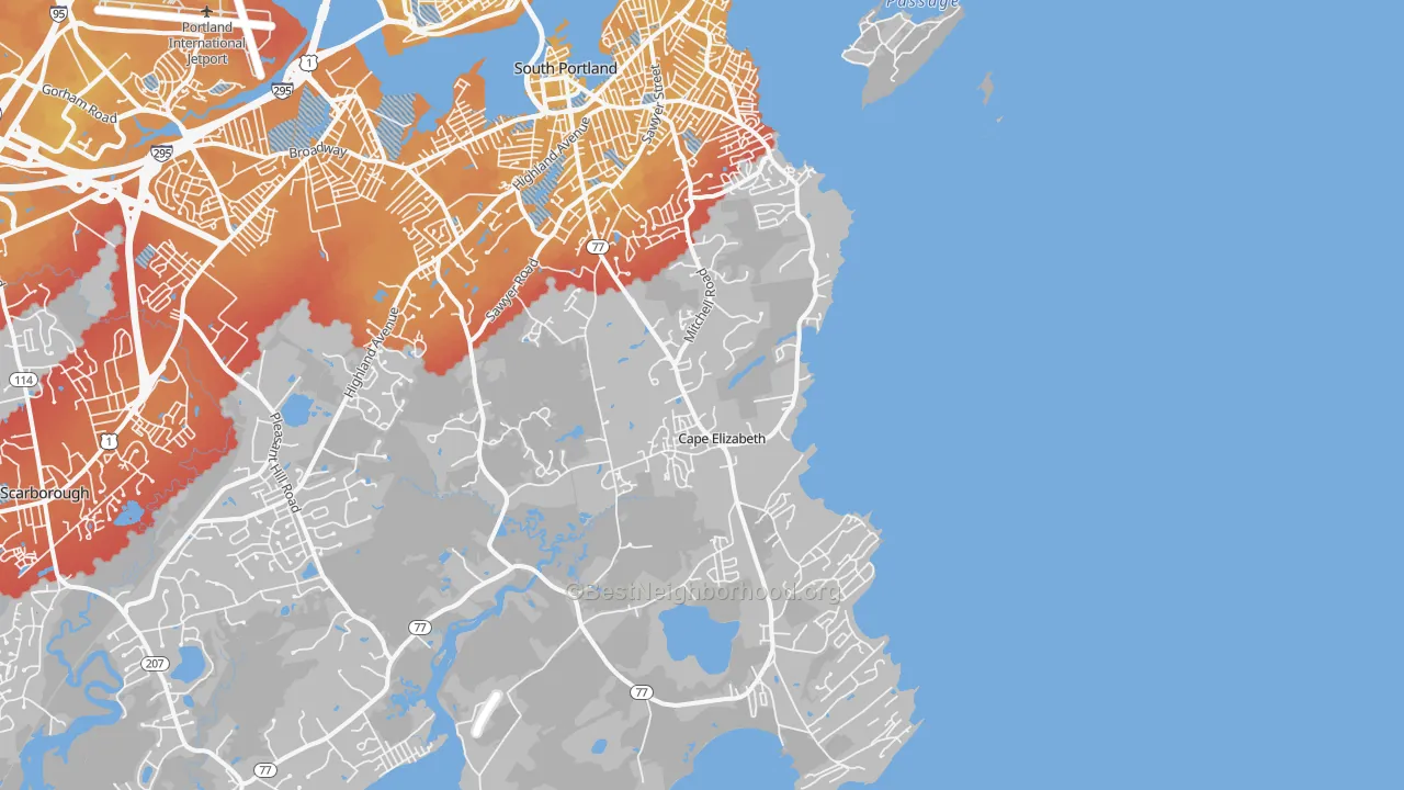 Transit Grade map of 04107, ME