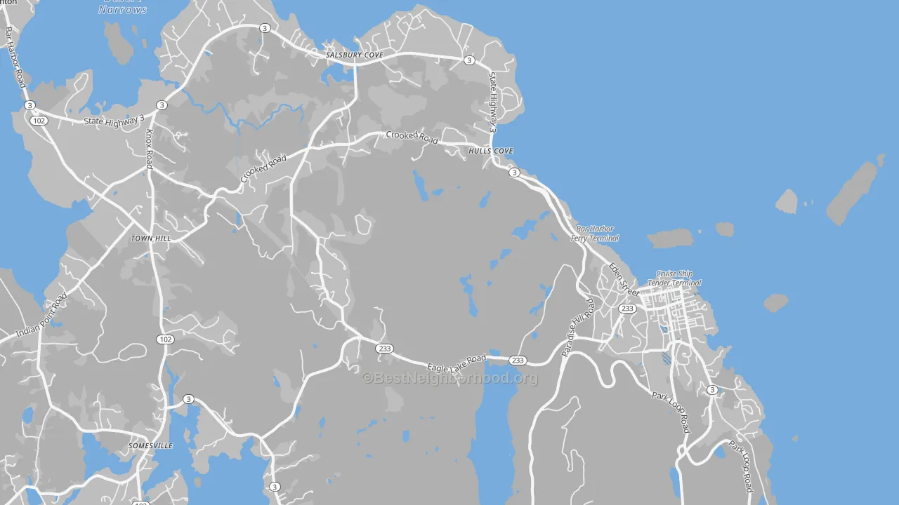 Transit Grade map of 04609, ME