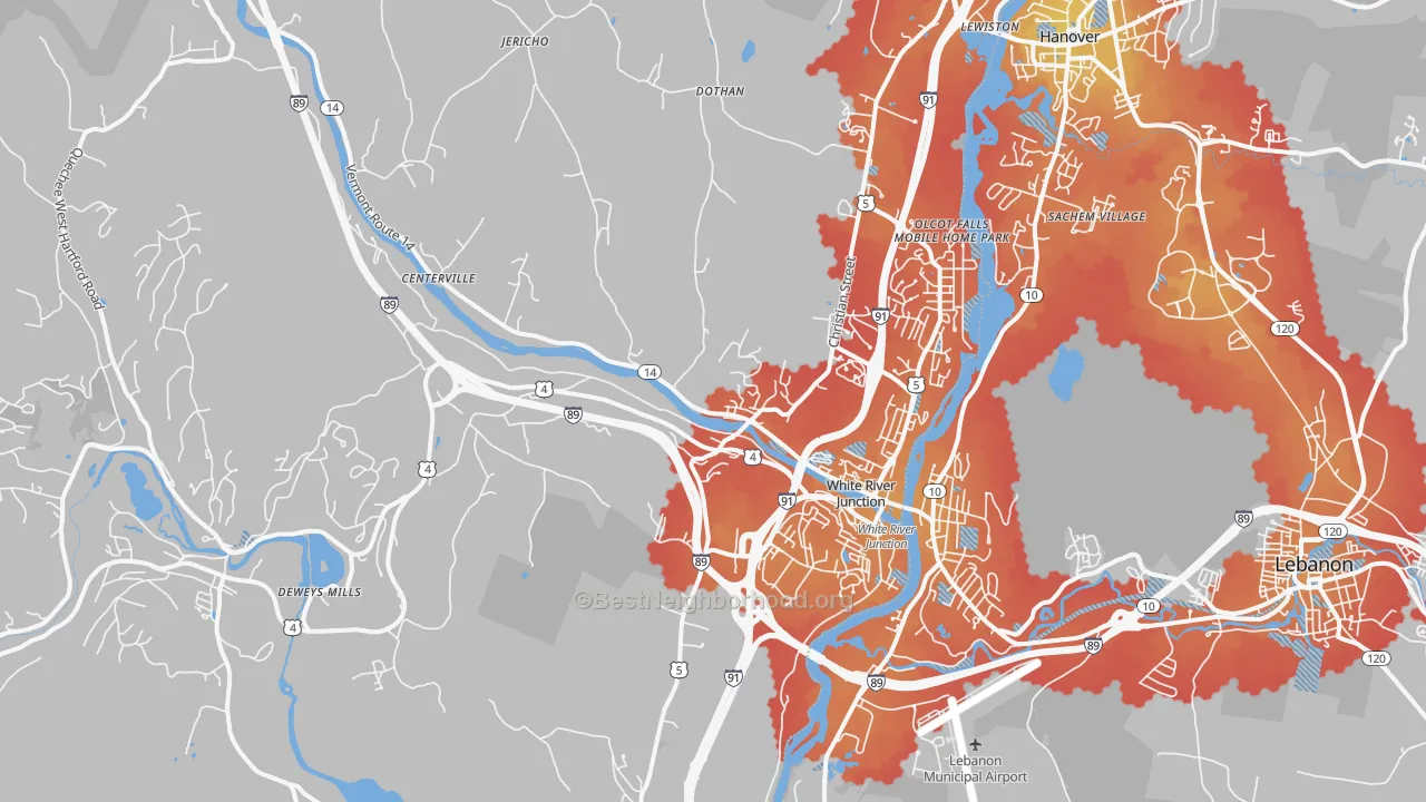 Transit Grade map of 05001, VT