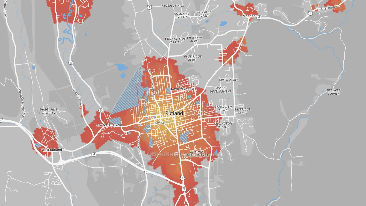 Transit Grade map of 05701, VT
