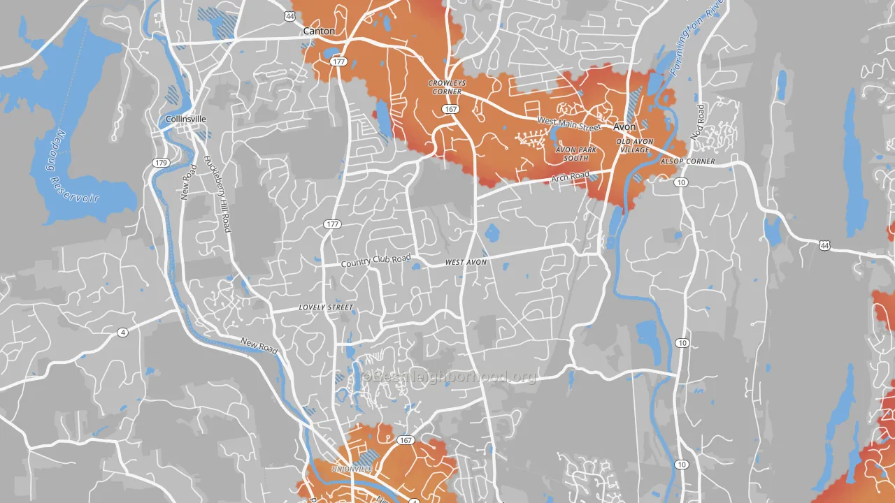 Transit Grade map of 06001, CT