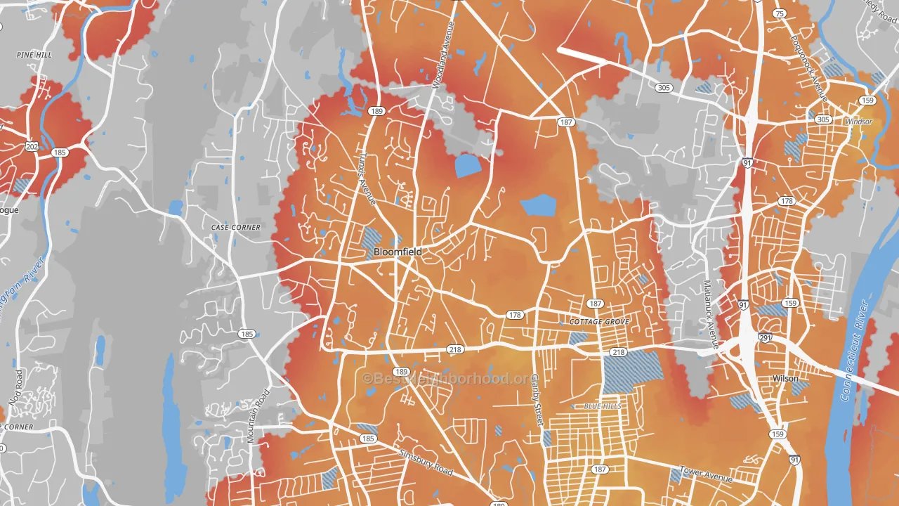 Transit Grade map of 06002, CT