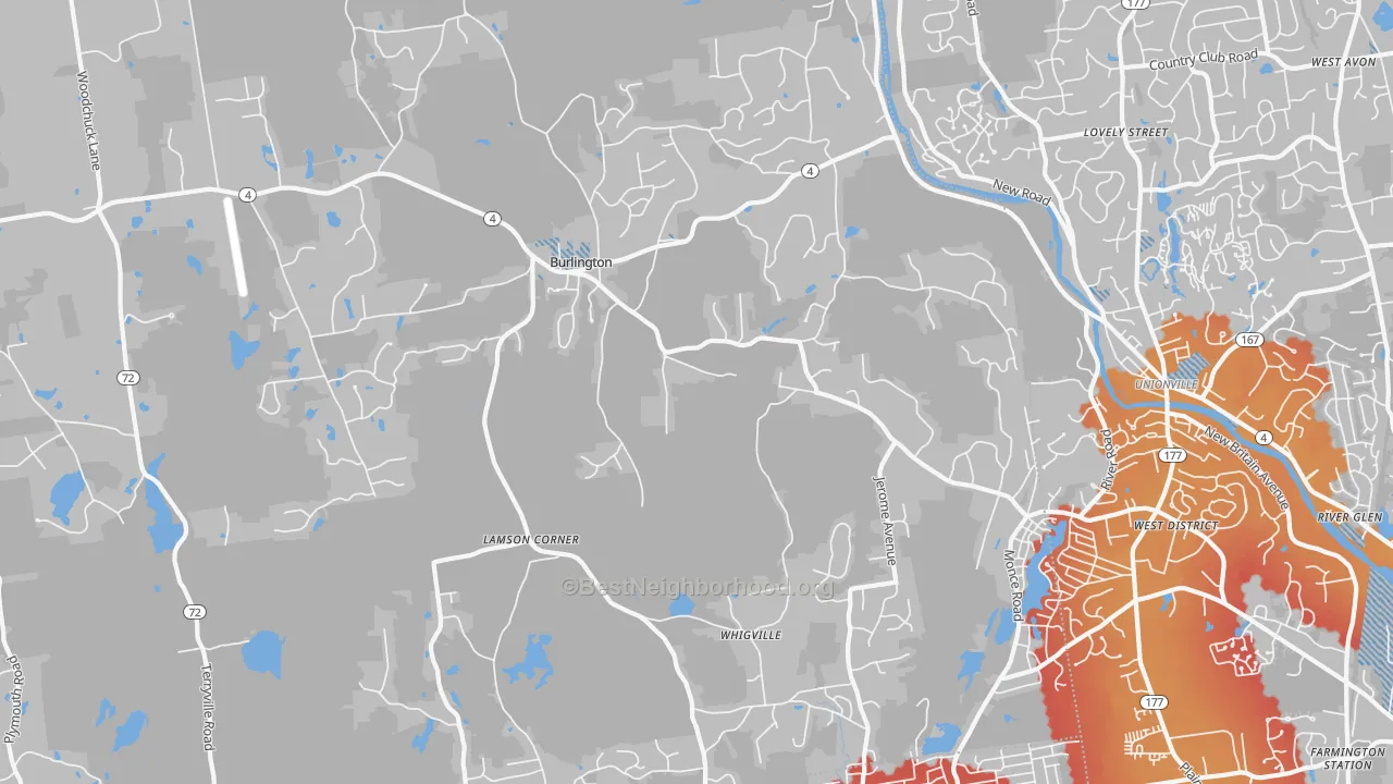 Transit Grade map of 06013, CT