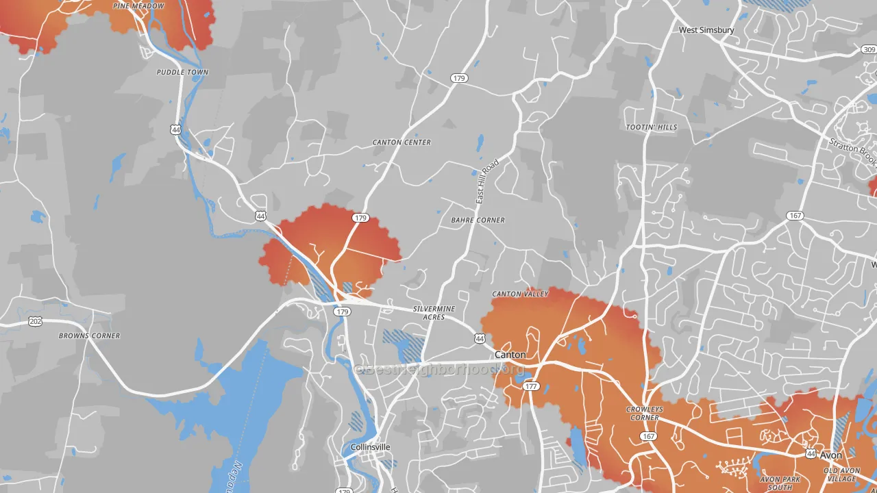Transit Grade map of 06019, CT