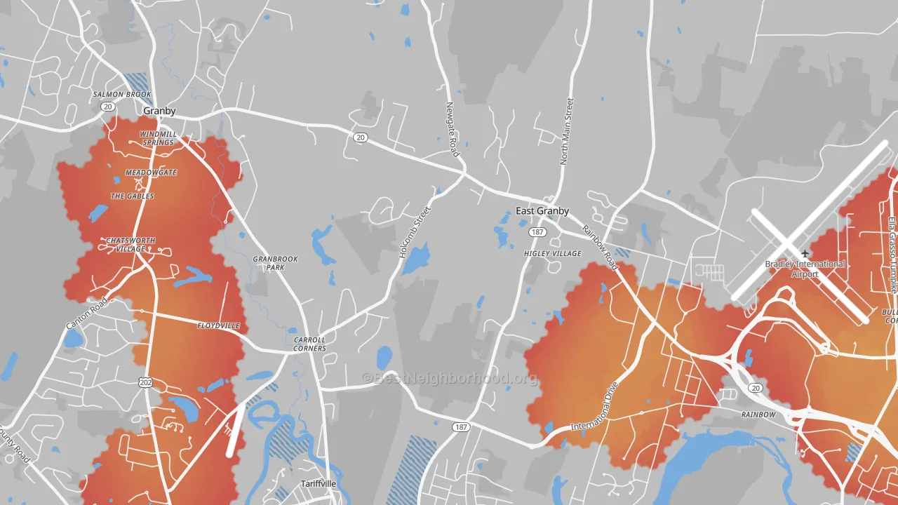 Transit Grade map of 06026, CT