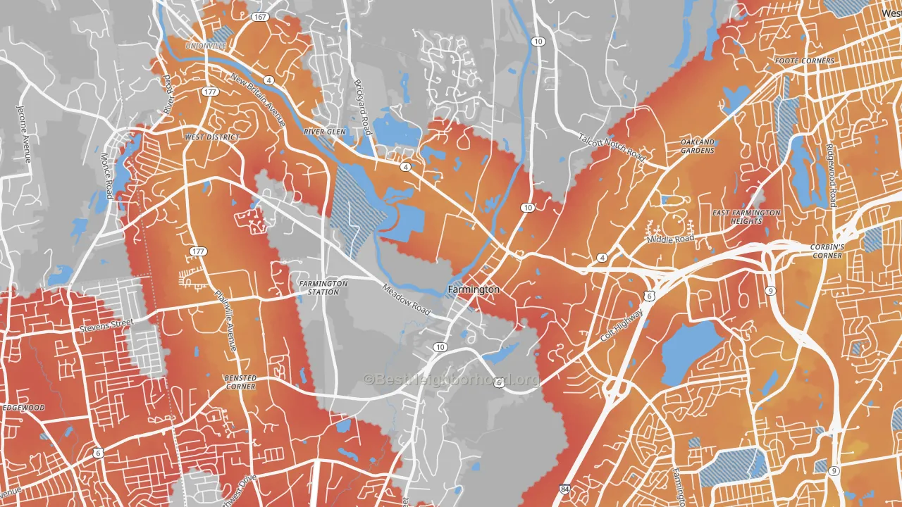Transit Grade map of 06032, CT