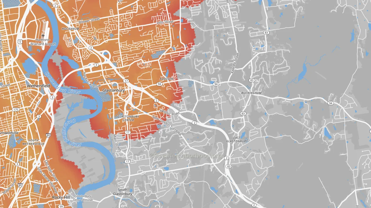 Transit Grade map of 06033, CT
