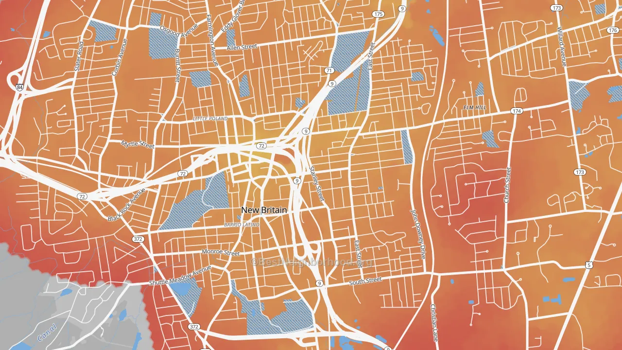 Transit Grade map of 06051, CT