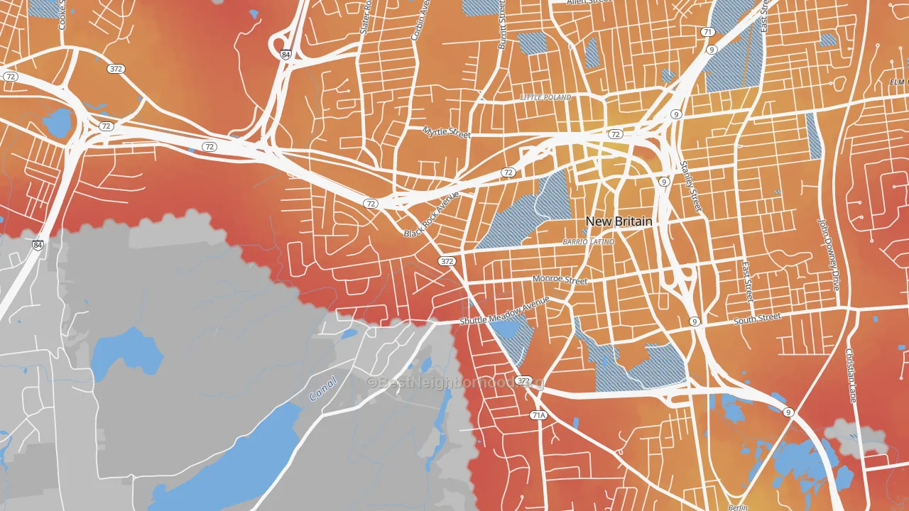 Transit Grade map of 06052, CT