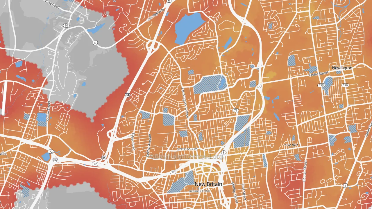 Transit Grade map of 06053, CT