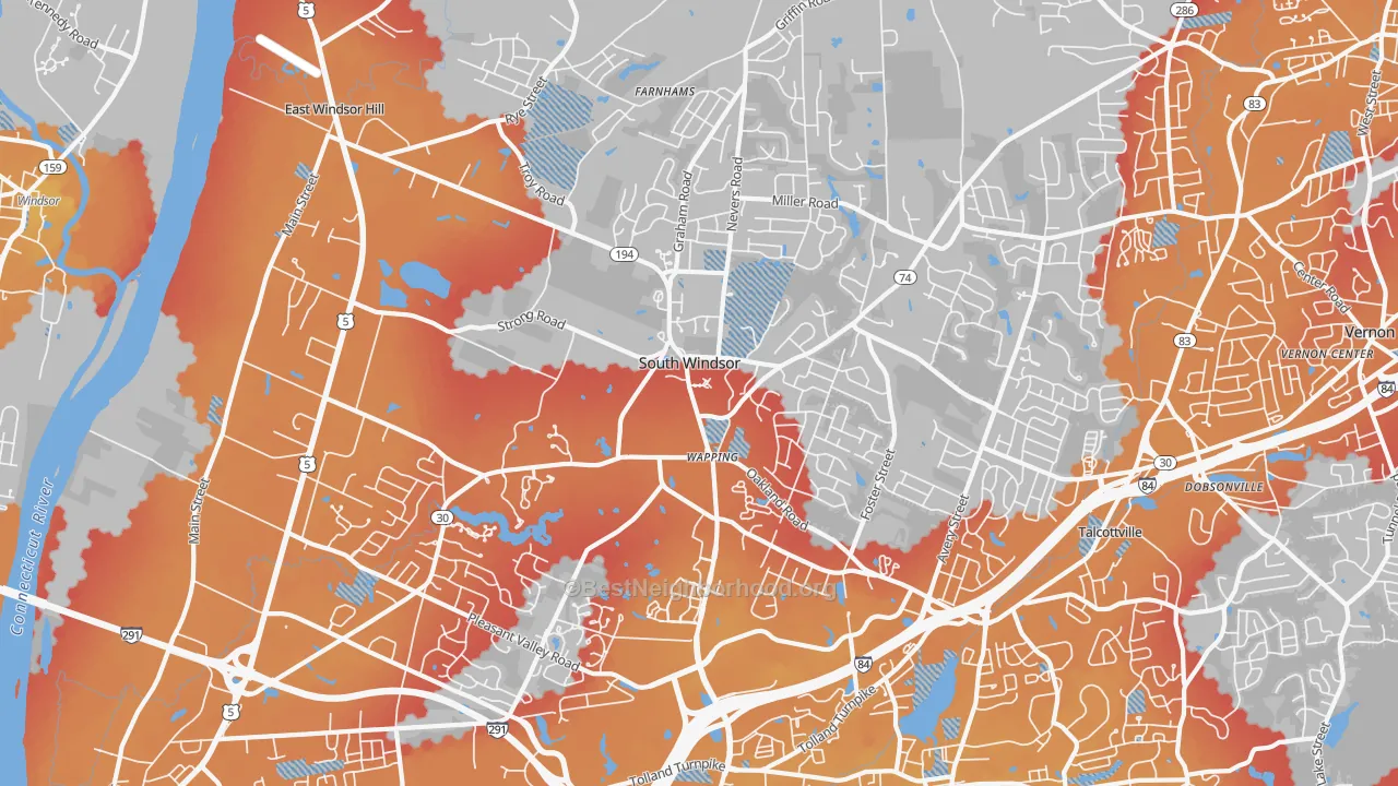 Transit Grade map of 06074, CT