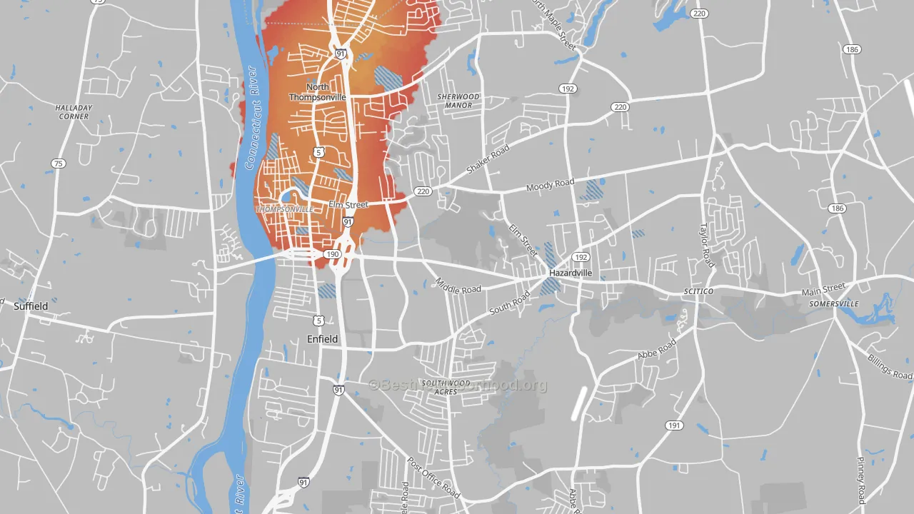 Transit Grade map of 06082, CT