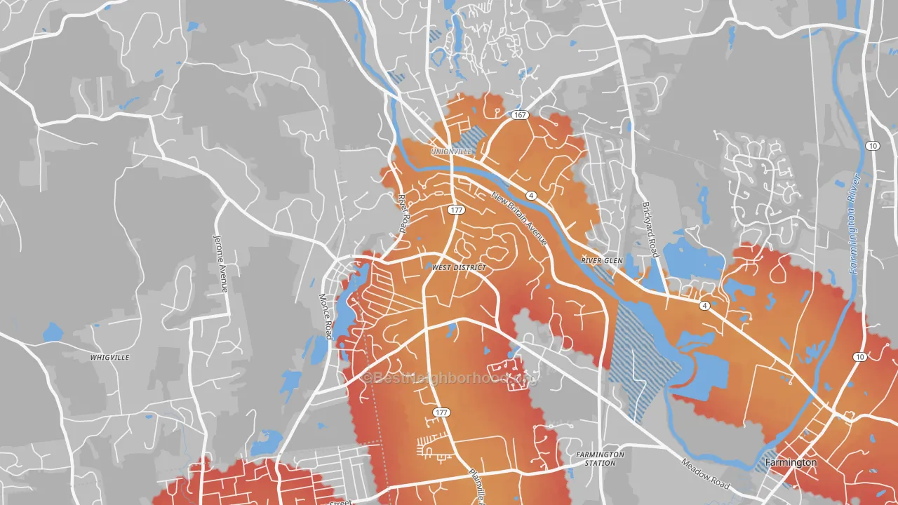 Transit Grade map of 06085, CT