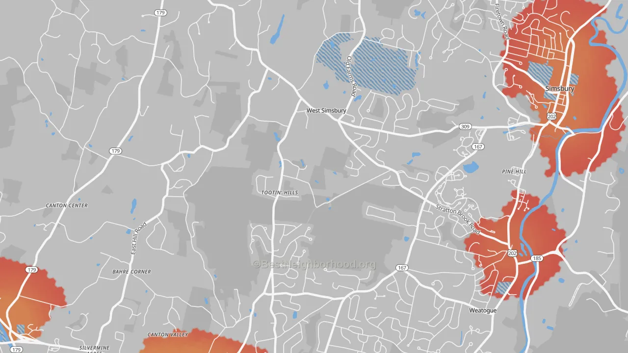 Transit Grade map of 06092, CT