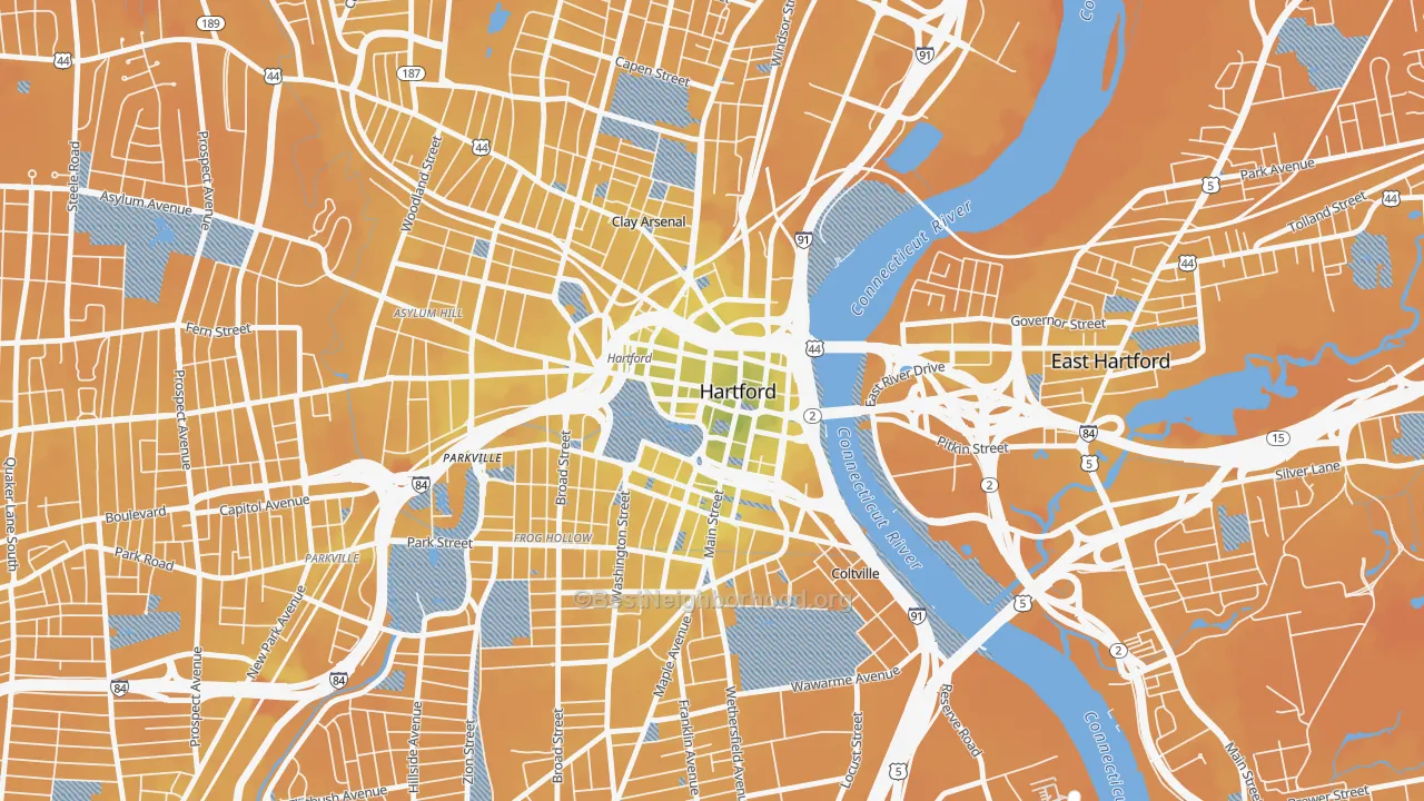Transit Grade map of 06103, CT