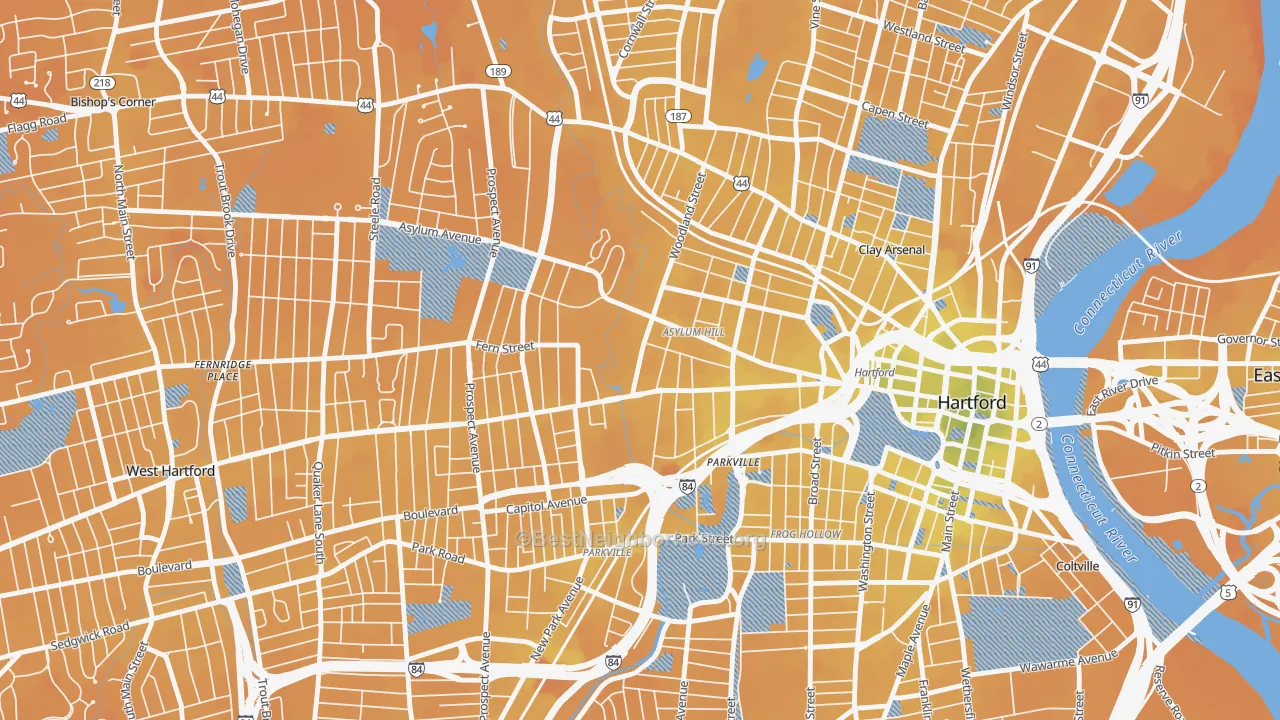 Transit Grade map of 06105, CT