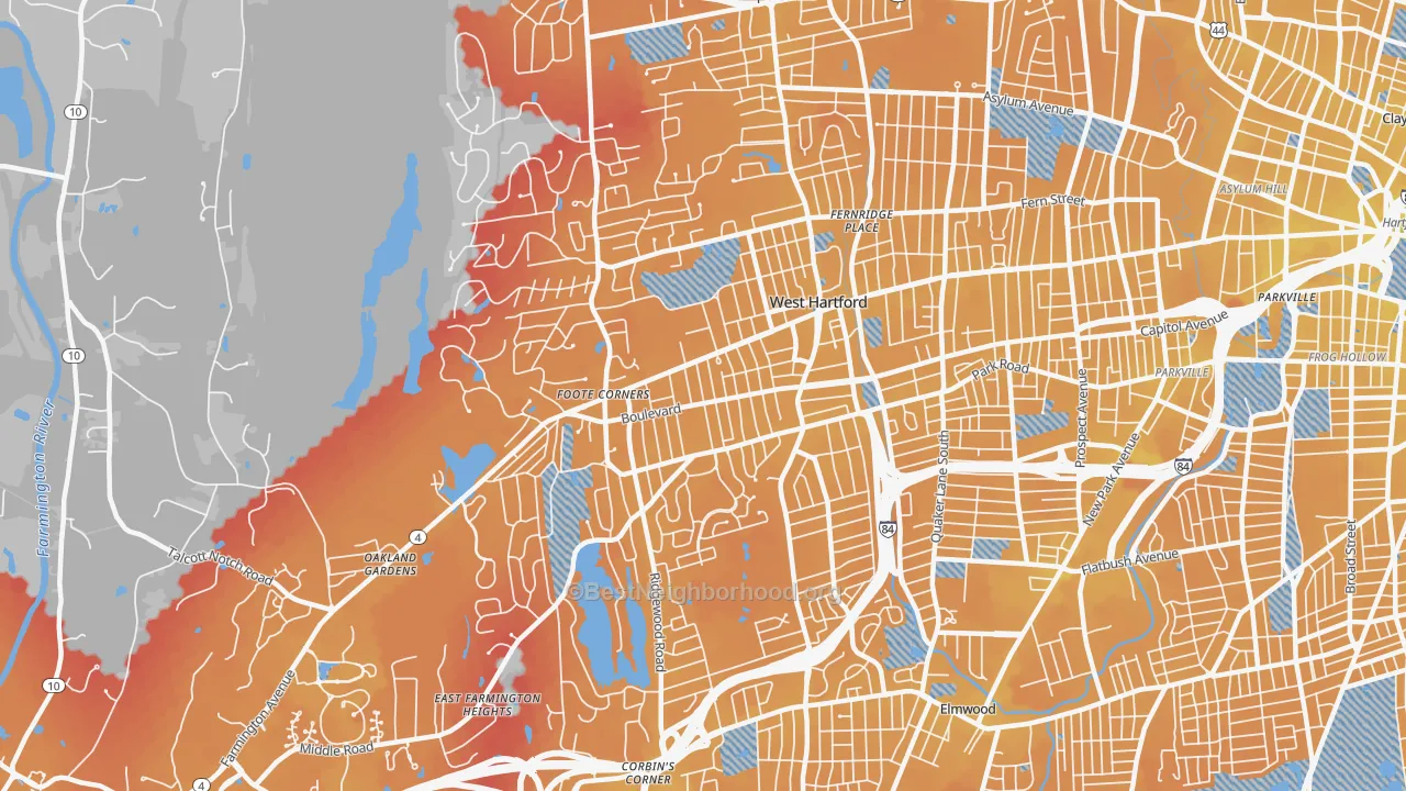 Transit Grade map of 06107, CT