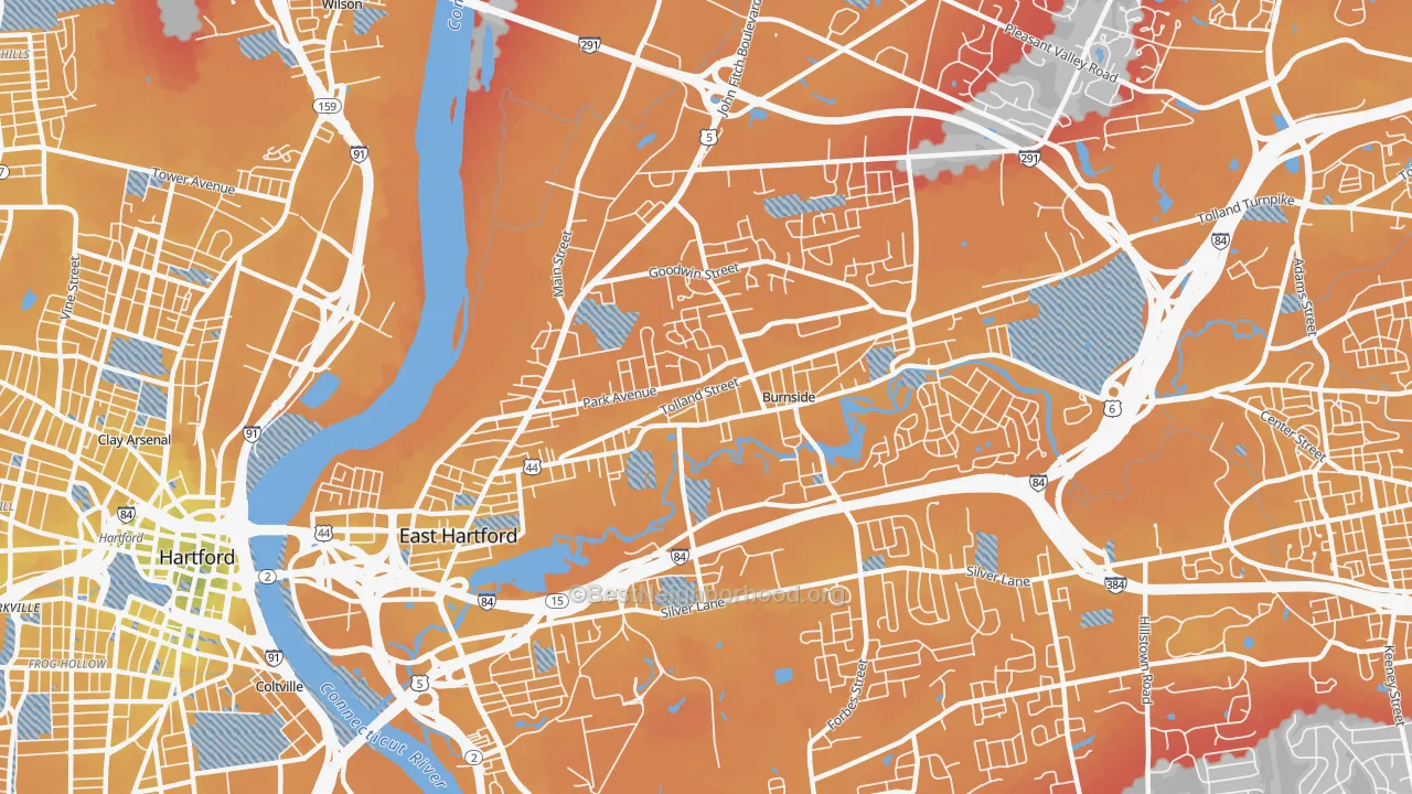 Transit Grade map of 06108, CT