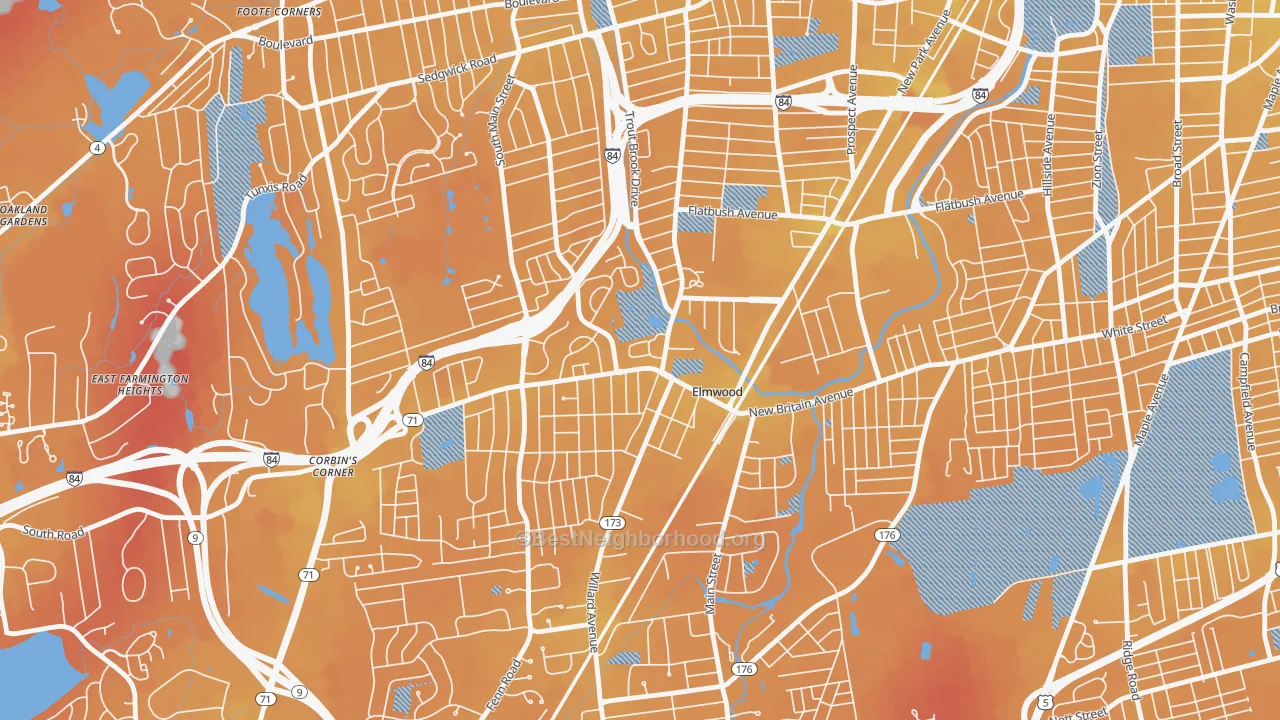 Transit Grade map of 06110, CT