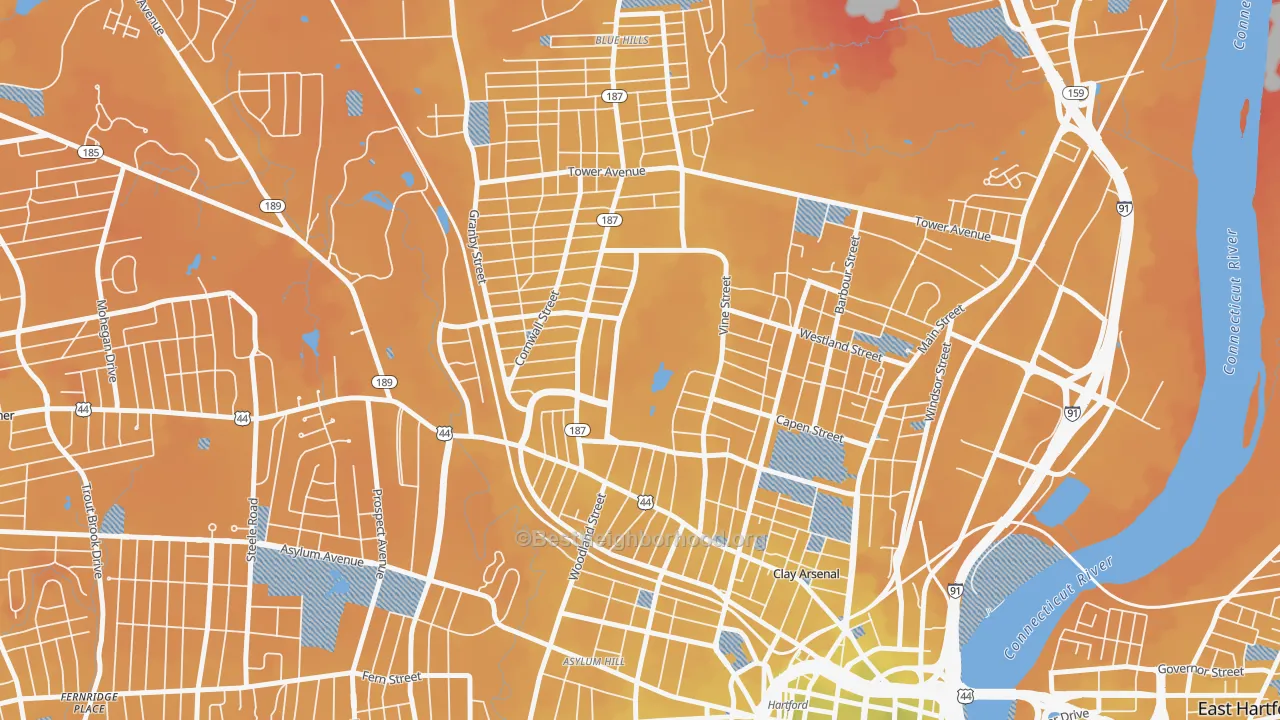 Transit Grade map of 06112, CT