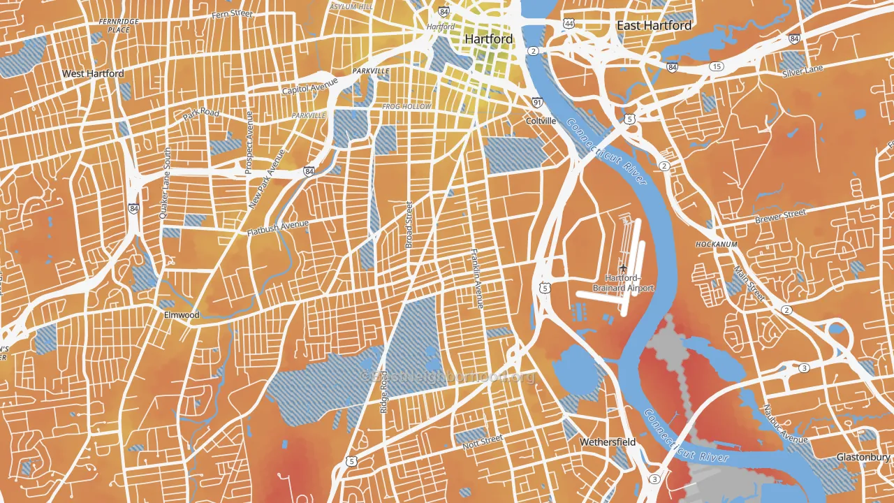 Transit Grade map of 06114, CT