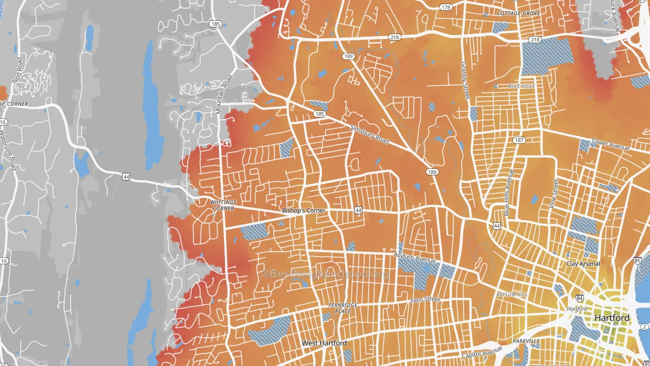 Transit Grade map of 06117, CT