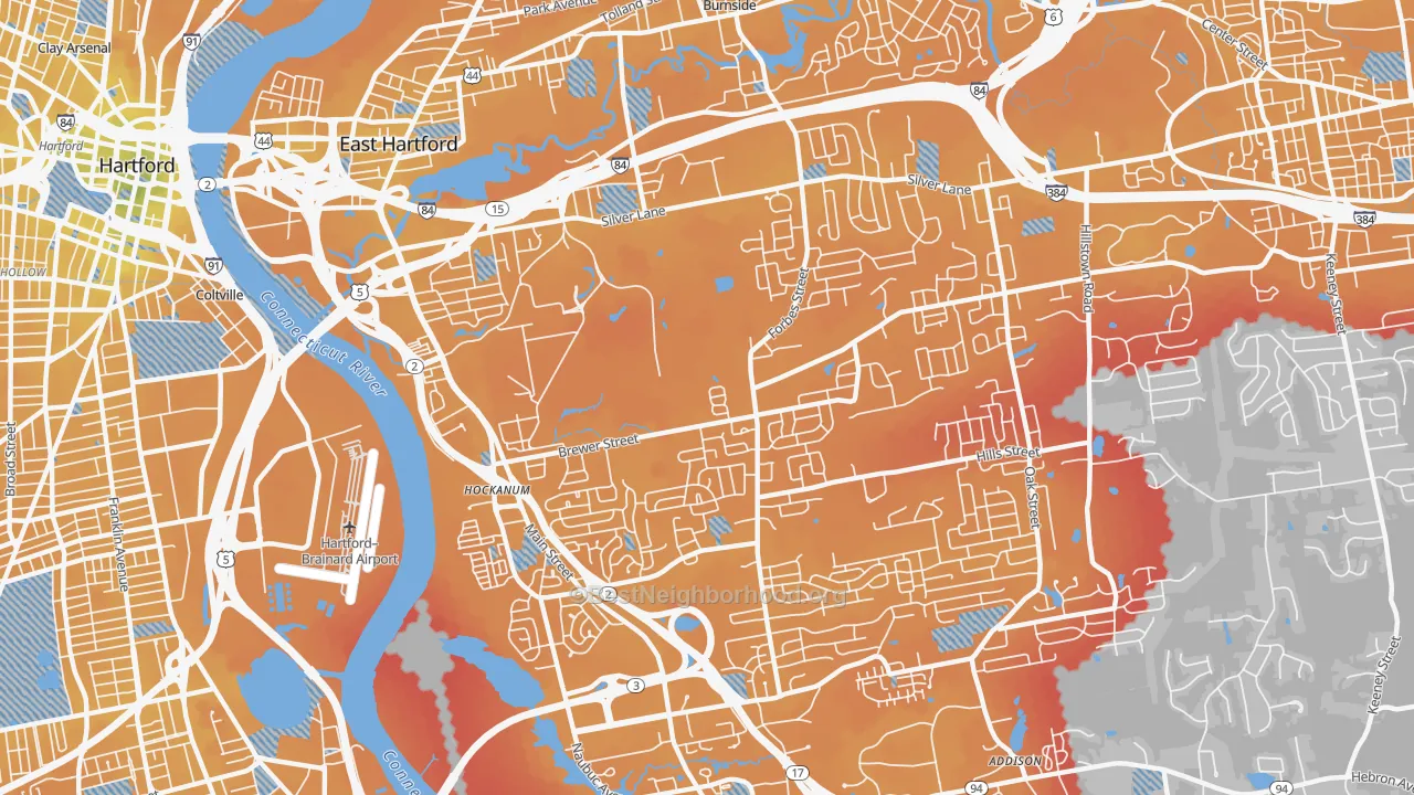 Transit Grade map of 06118, CT