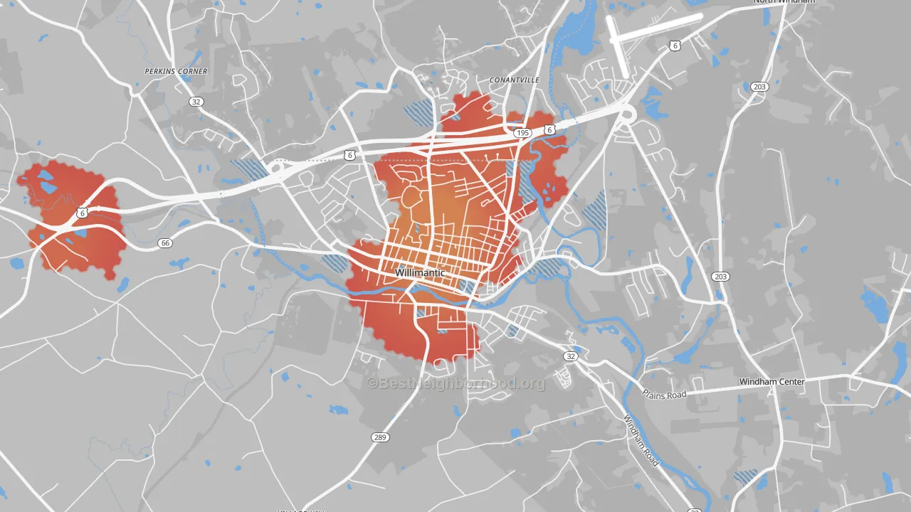 Transit Grade map of 06226, CT