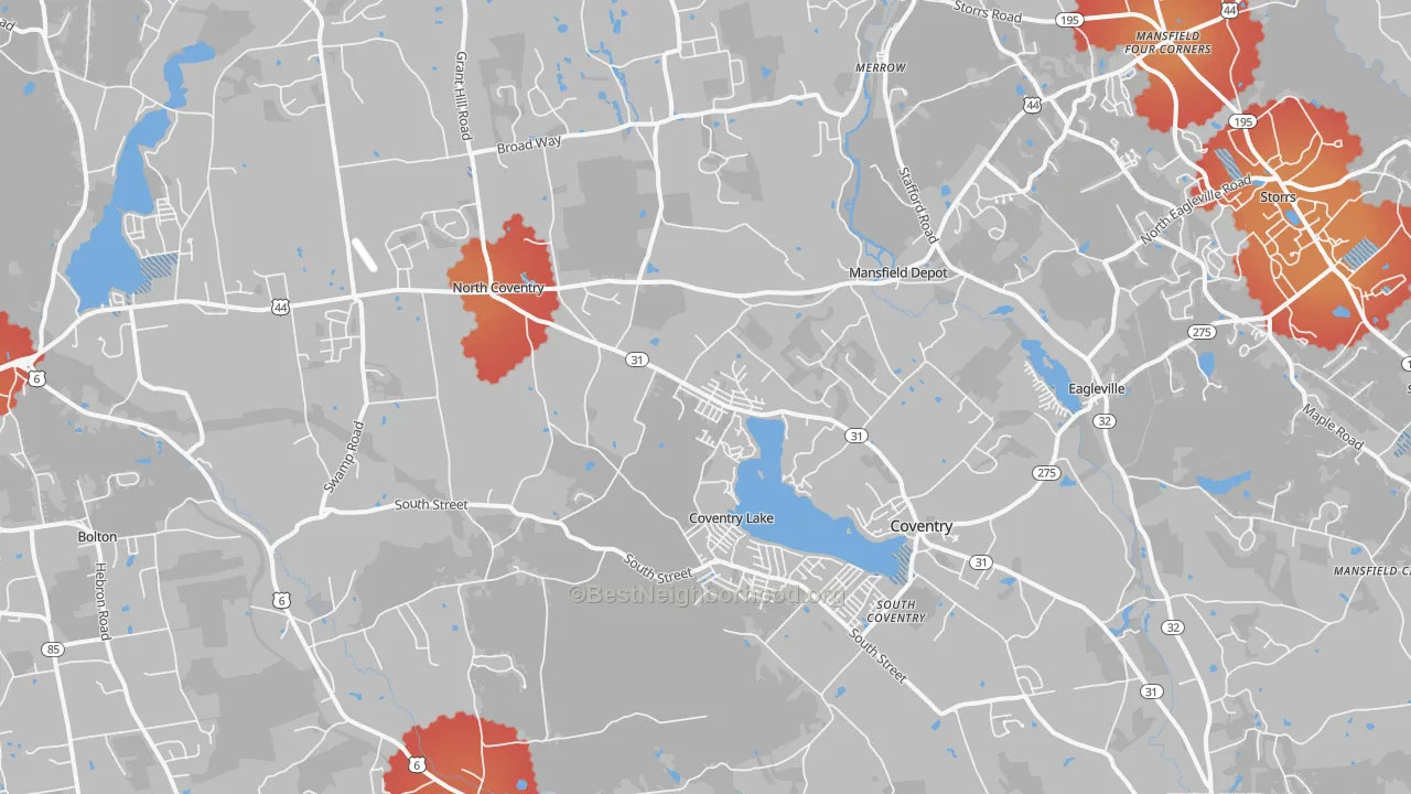 Transit Grade map of 06238, CT