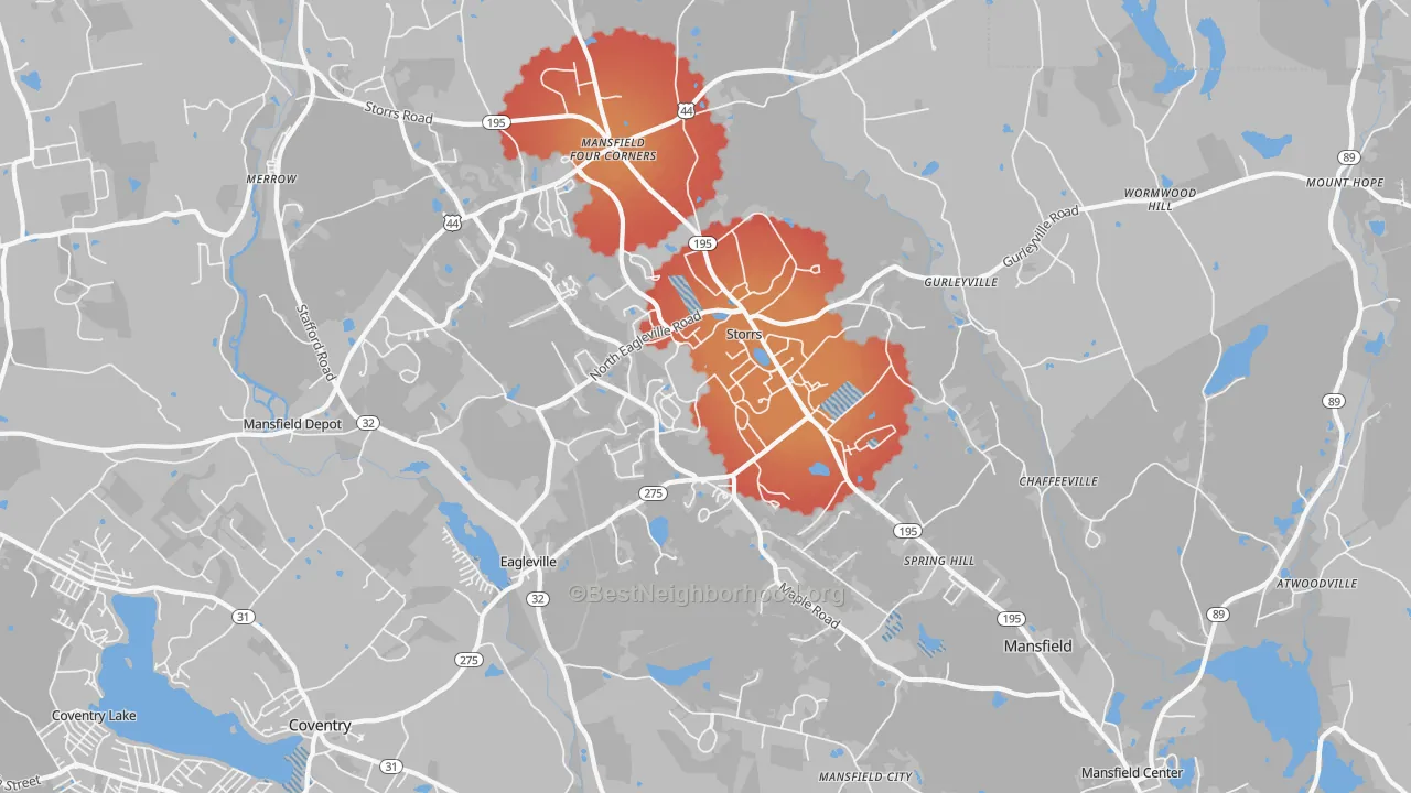 Transit Grade map of 06268, CT