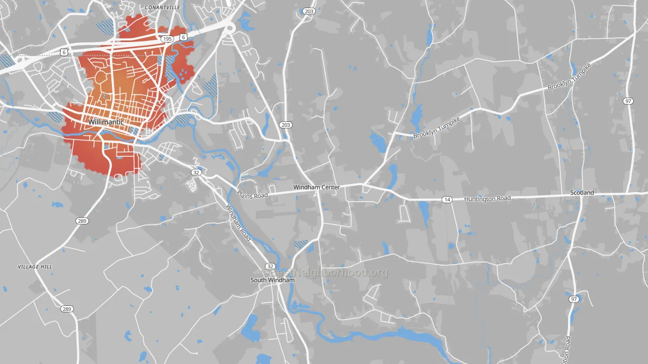 Transit Grade map of 06280, CT