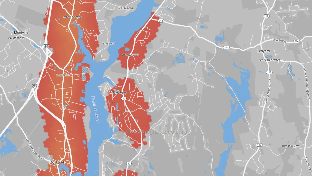 Transit Grade map of 06335, CT