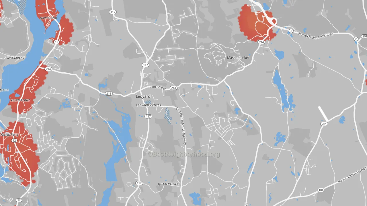 Transit Grade map of 06339, CT