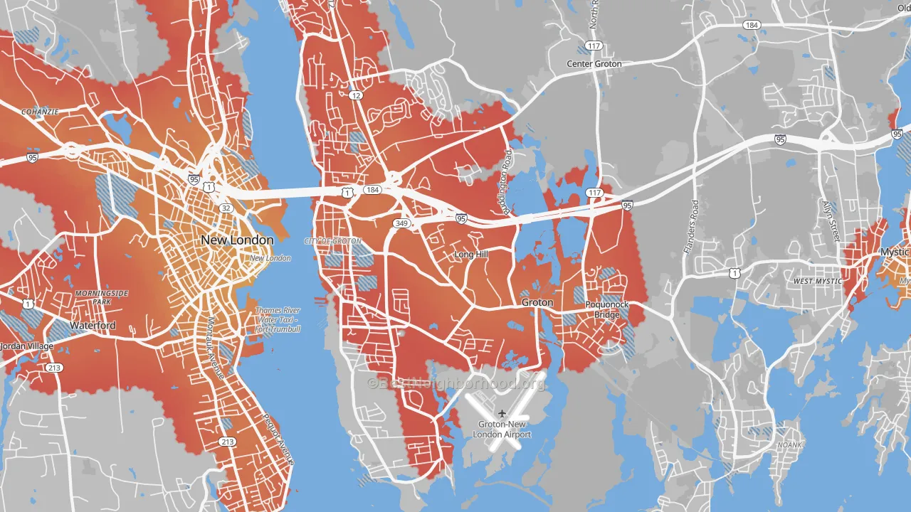 Transit Grade map of 06340, CT