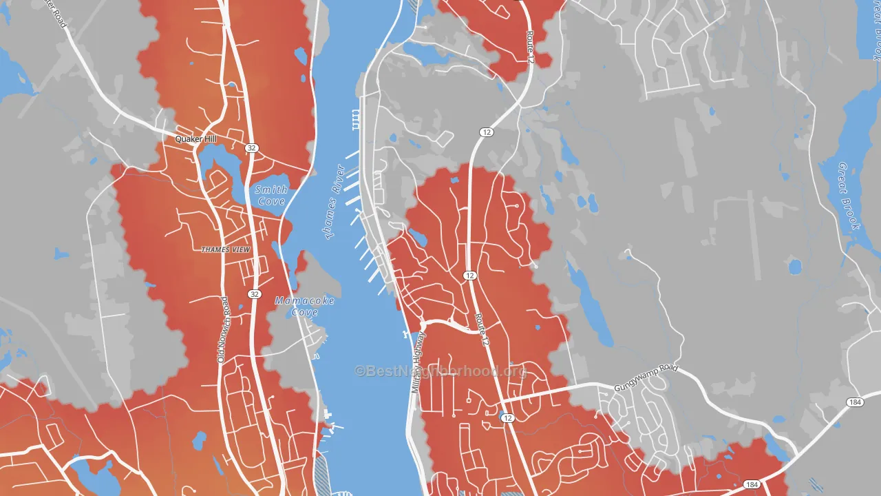 Transit Grade map of 06349, CT