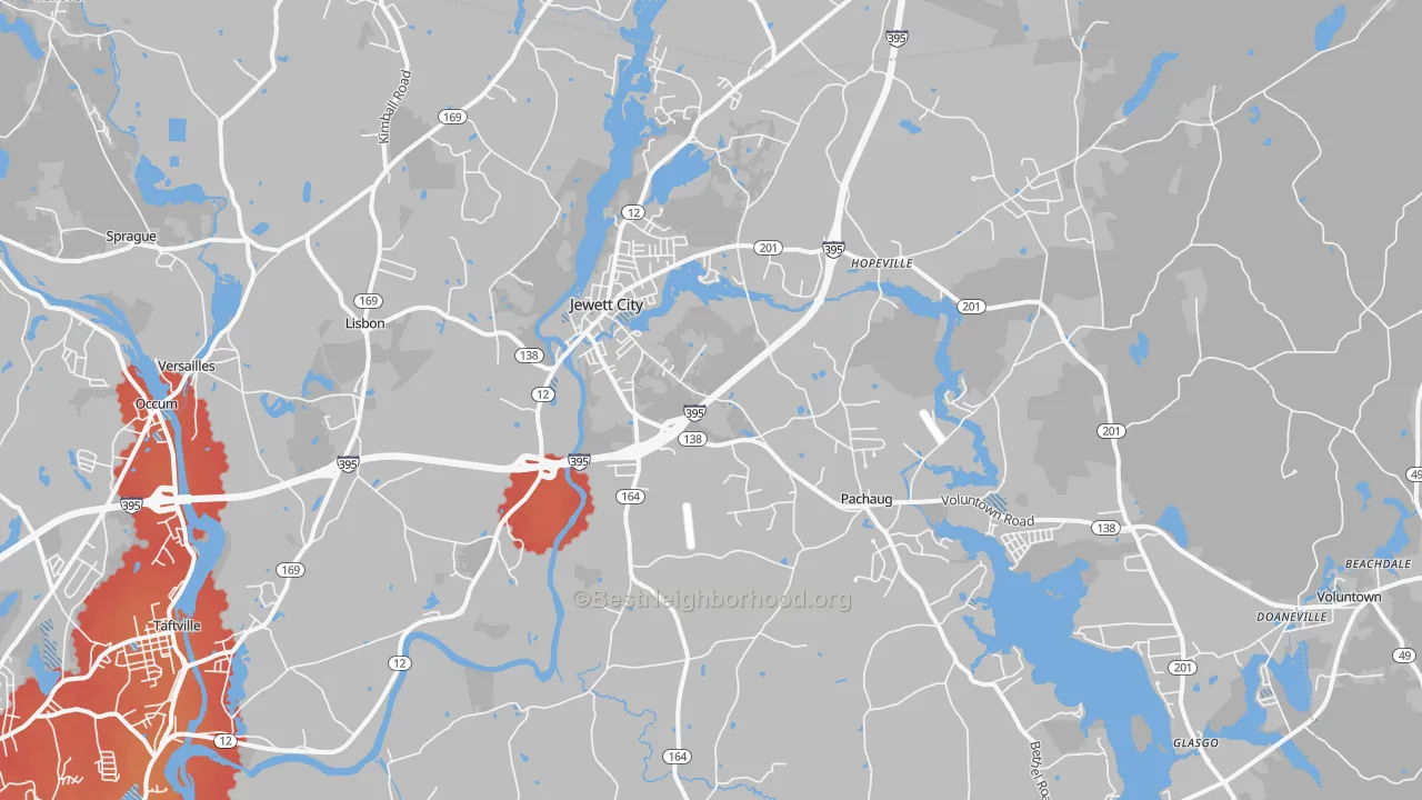 Transit Grade map of 06351, CT