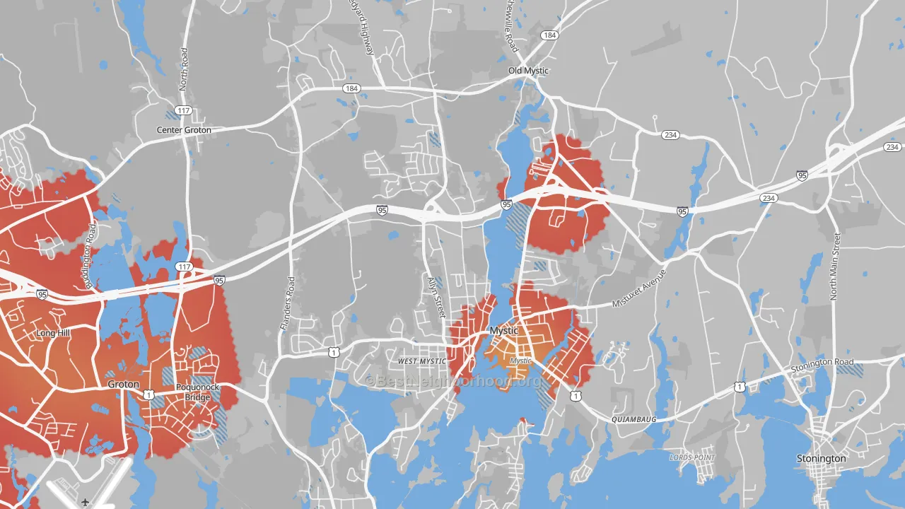 Transit Grade map of 06355, CT