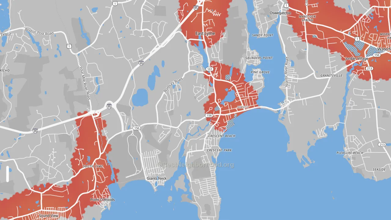 Transit Grade map of 06357, CT