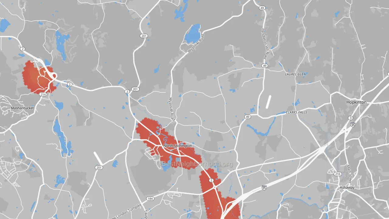 Transit Grade map of 06359, CT