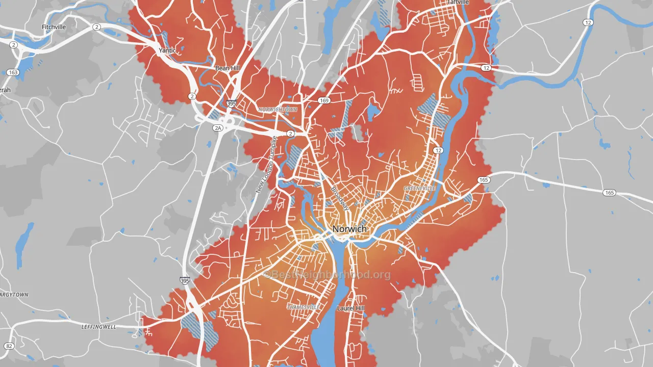 Transit Grade map of 06360, CT