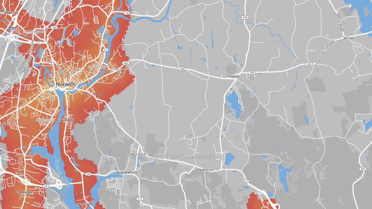 Transit Grade map of 06365, CT