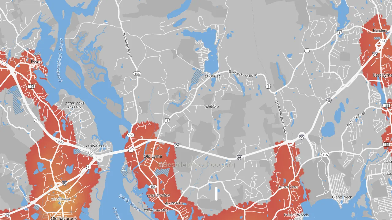 Transit Grade map of 06371, CT