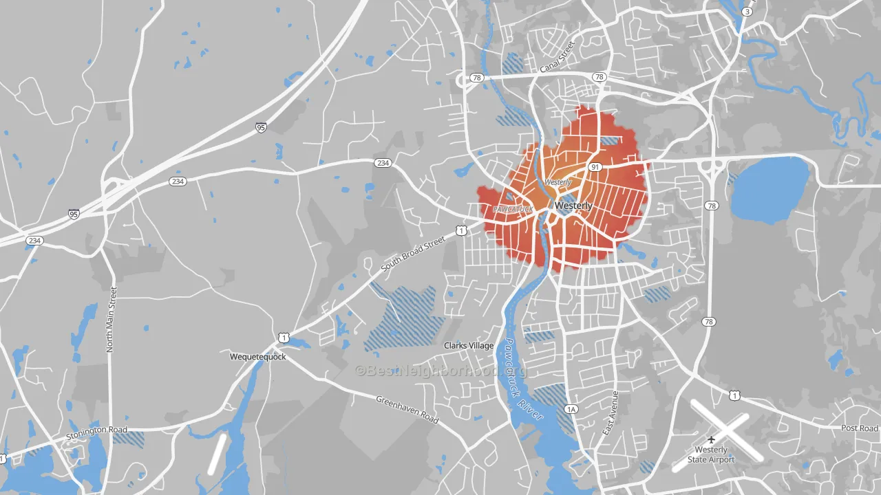 Transit Grade map of 06379, CT
