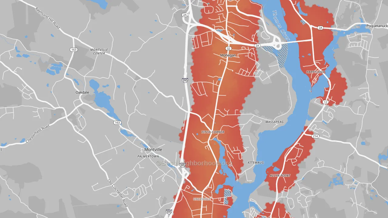 Transit Grade map of 06382, CT