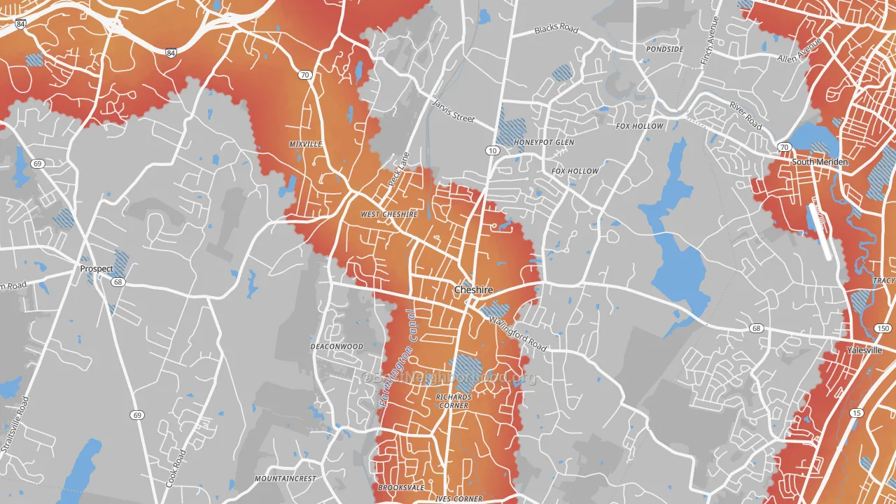 Transit Grade map of 06410, CT