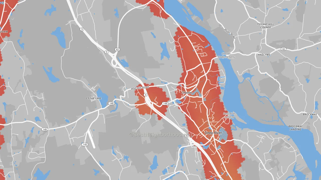 Transit Grade map of 06412, CT