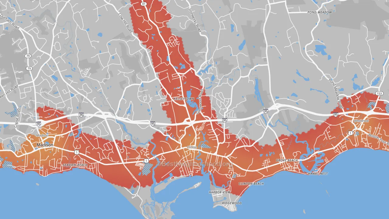 Transit Grade map of 06413, CT