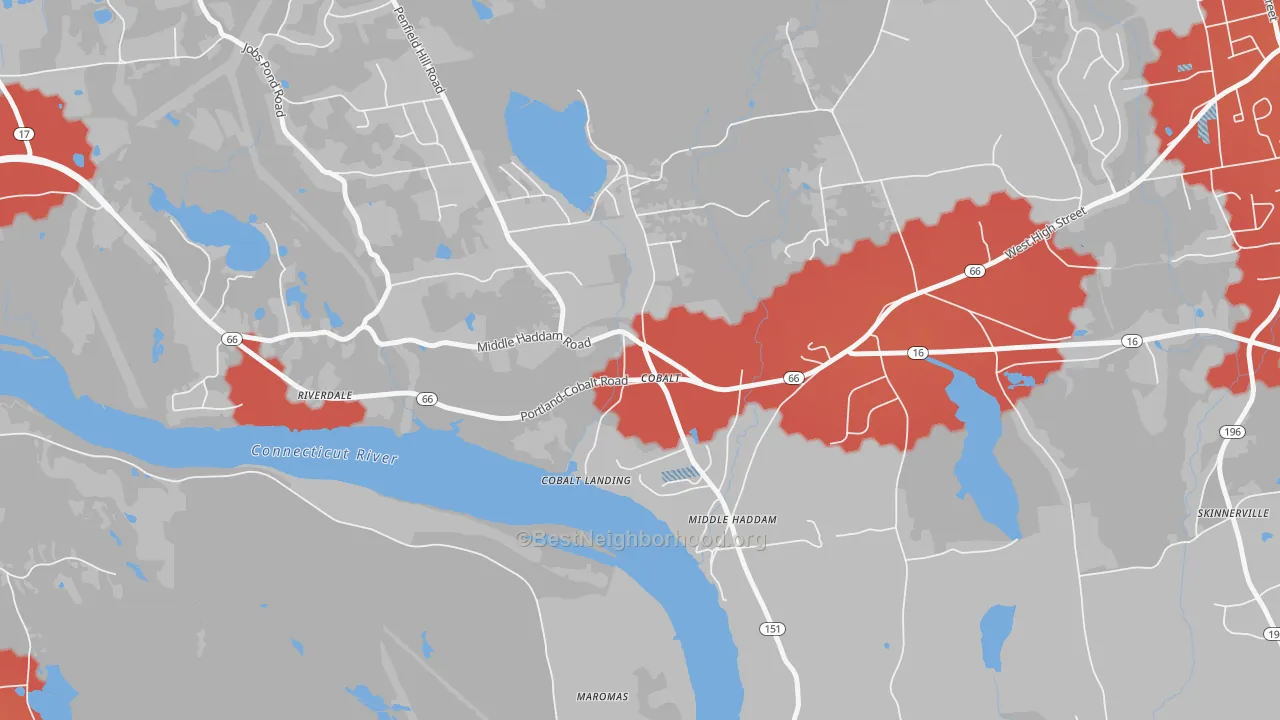 Transit Grade map of 06414, CT