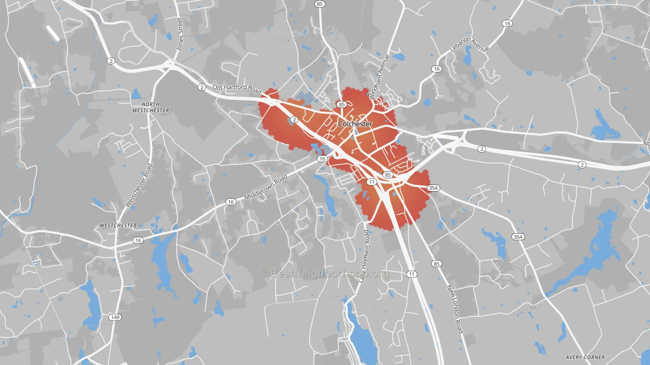Transit Grade map of 06415, CT