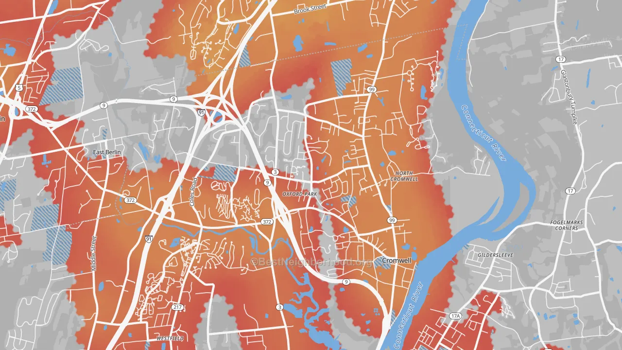 Transit Grade map of 06416, CT